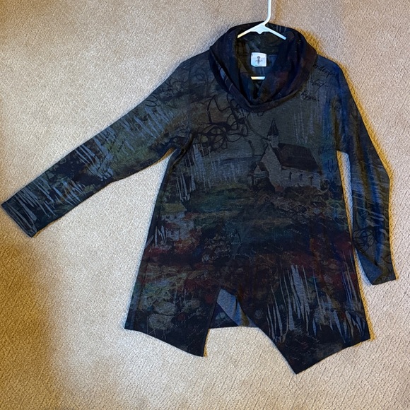 Inoah Tops - Cowl Neck Multicolor Tunic Top